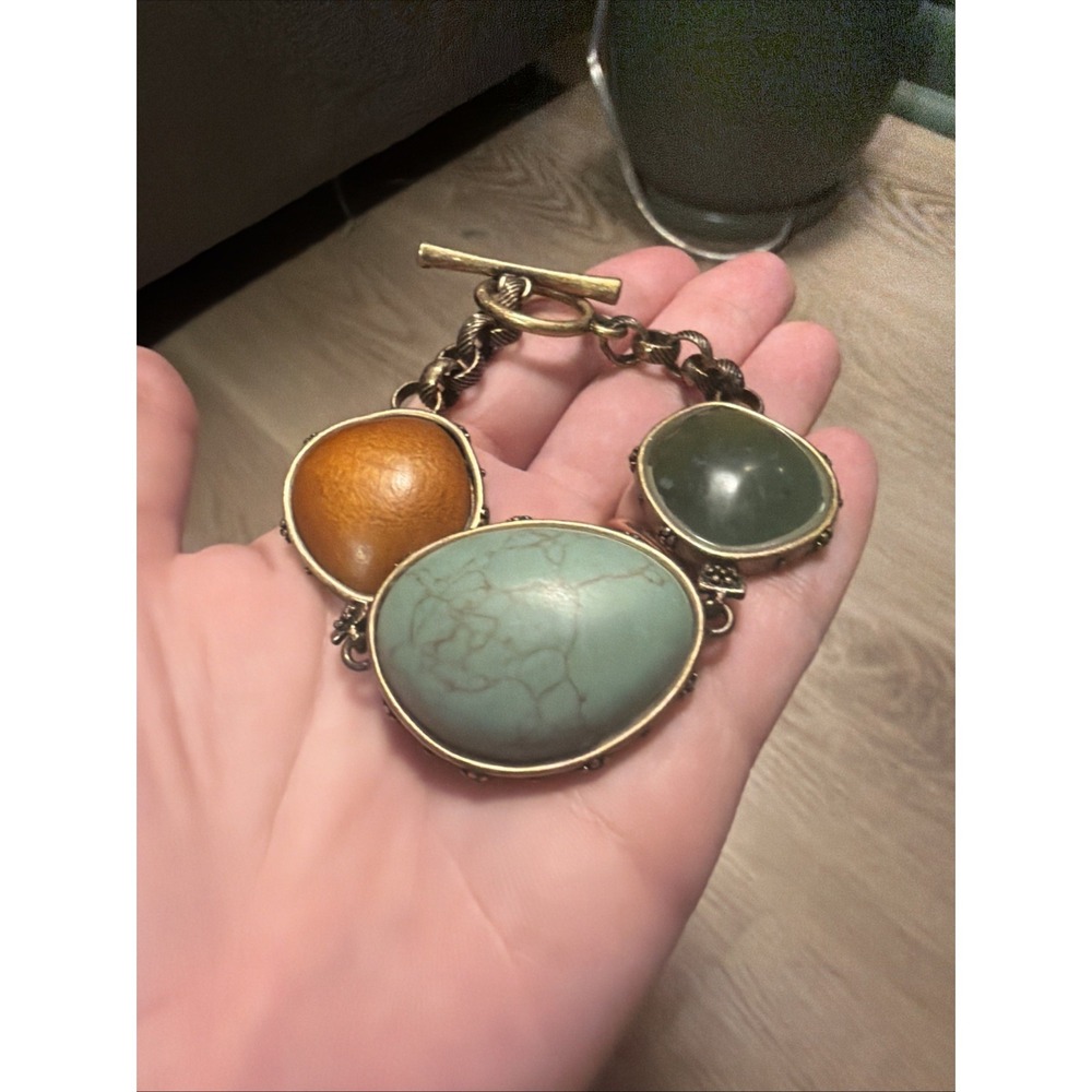 Lucky Brand Turquoise Gold Mixed Colored Stones Bracelet Clasp - Picture 2 of 7